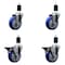 Service Caster 4'' Blue Poly Wheel Swivel 1-1/2'' Expanding Stem Caster Set 2 Brakes, 4PK SCC-EX20S414-PPUB-BLUE-2-PLB-2-112 - alternate 1
